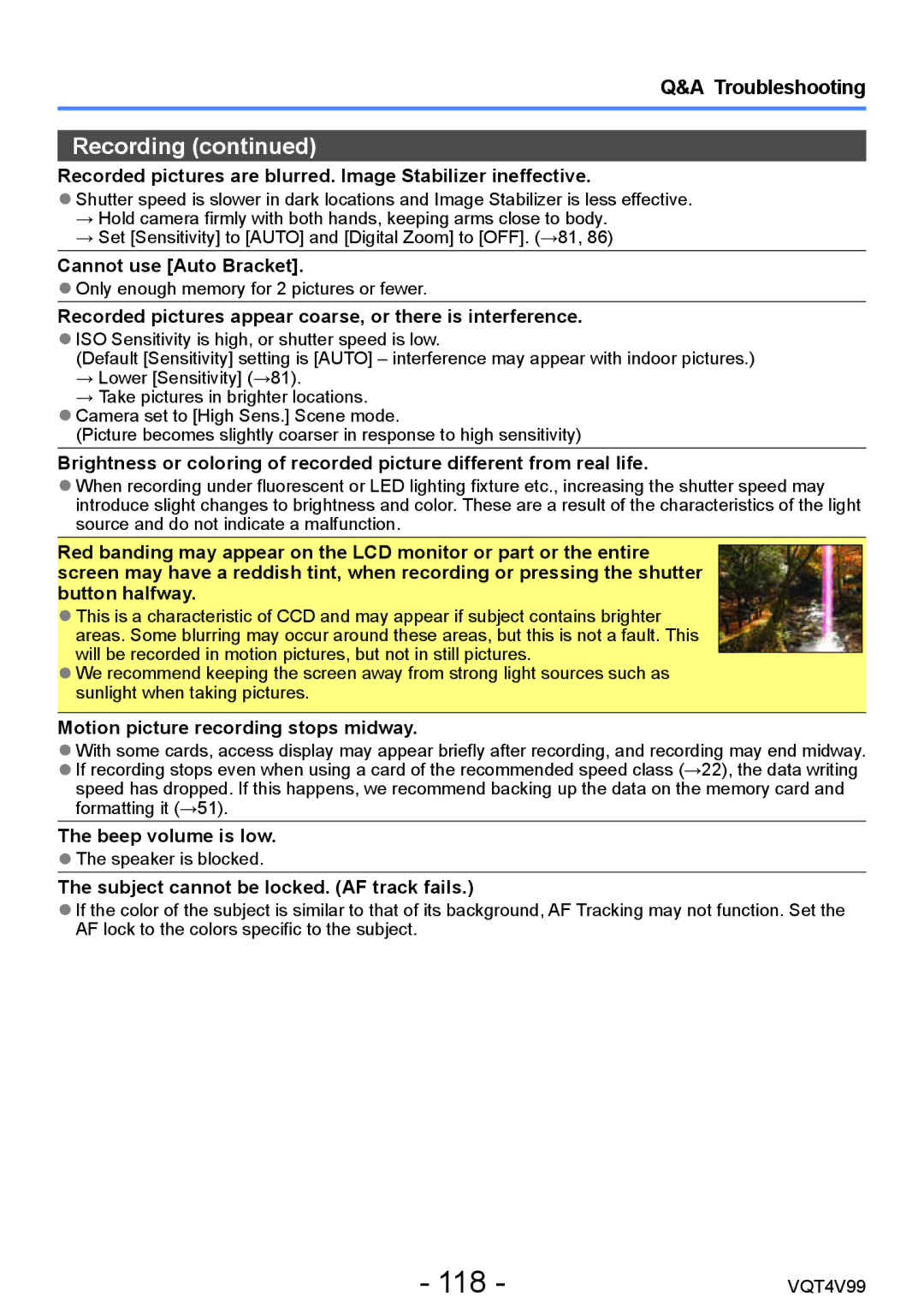 Panasonic DMCLZ30K, VQT4V99 owner manual 118, Troubleshooting 