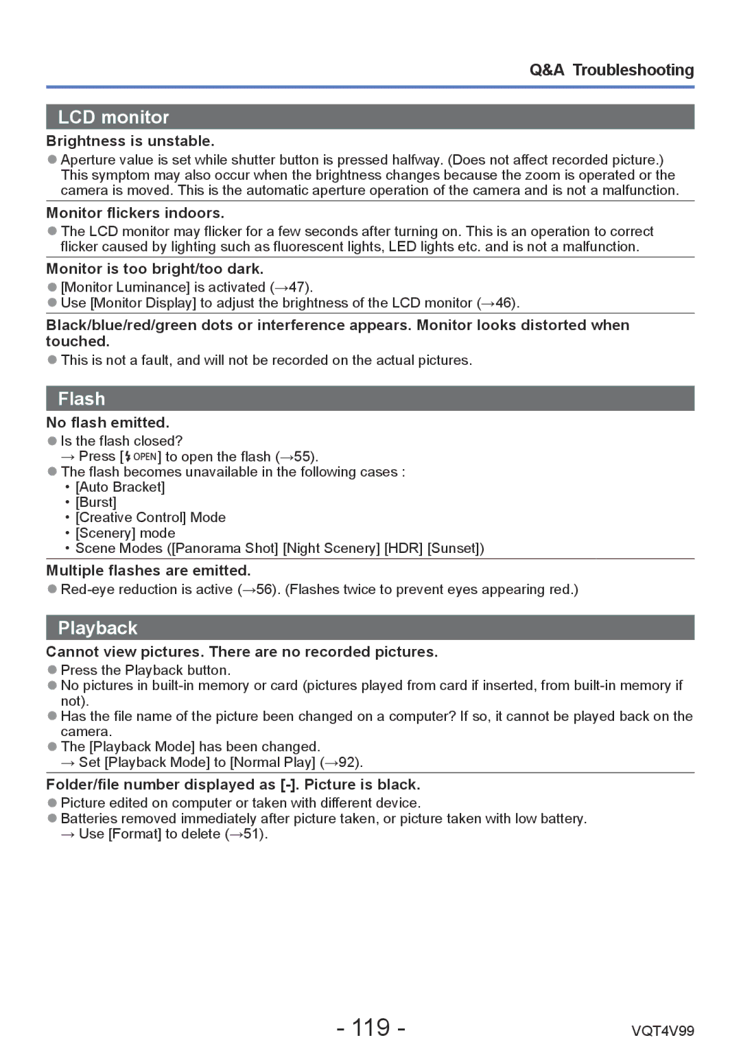 Panasonic VQT4V99, DMCLZ30K owner manual 119, LCD monitor 