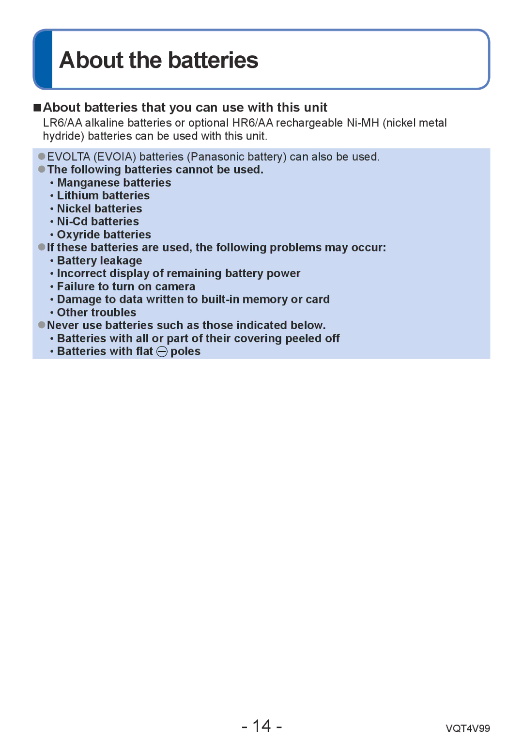 Panasonic DMCLZ30K, VQT4V99 owner manual About the batteries, About batteries that you can use with this unit 