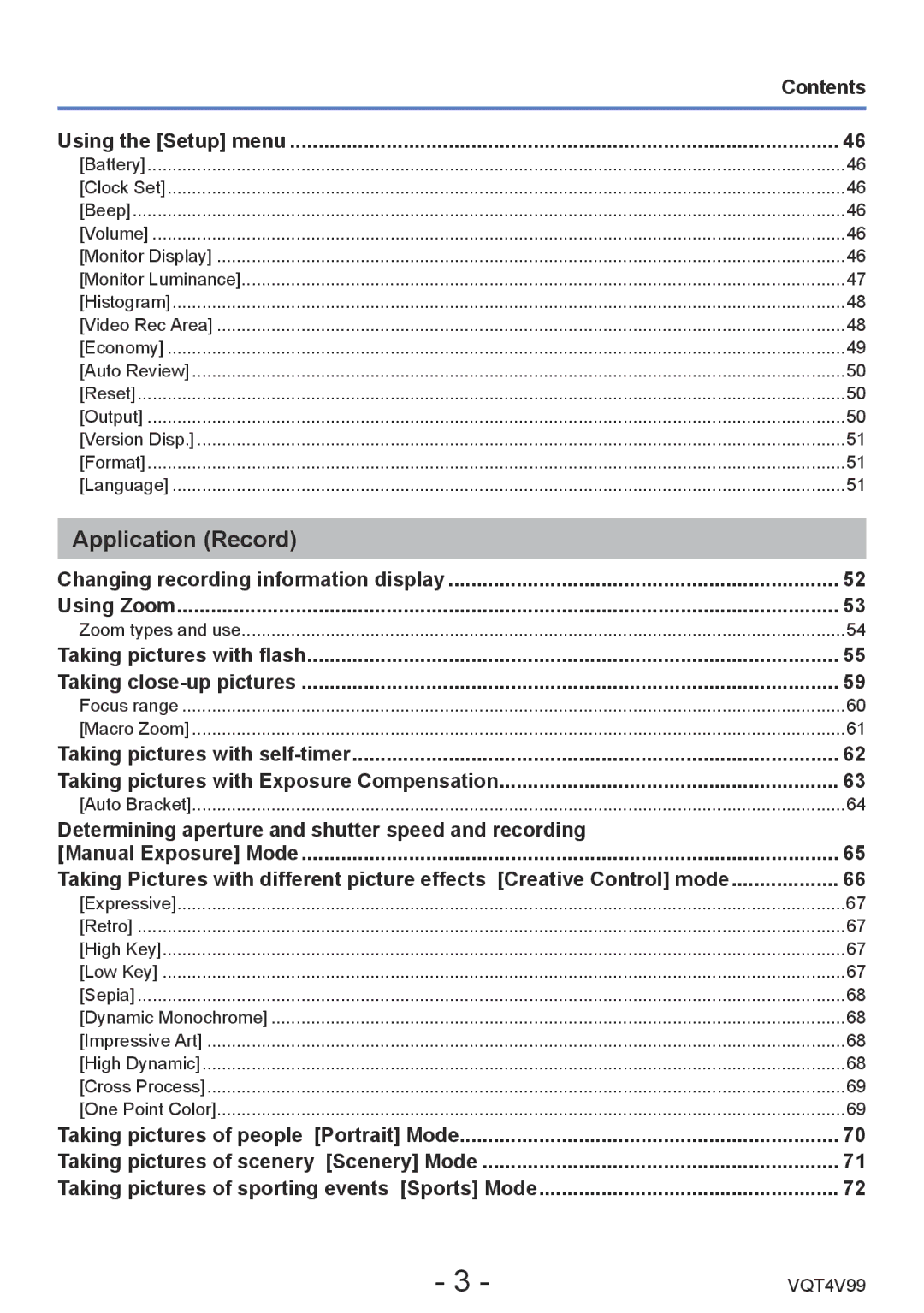 Panasonic VQT4V99, DMCLZ30K owner manual Application Record, Determining aperture and shutter speed and recording 