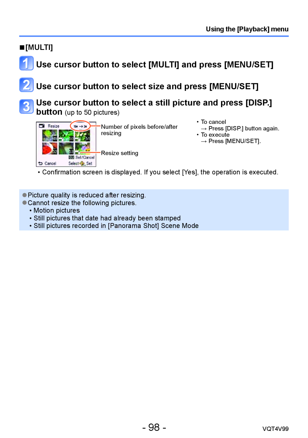 Panasonic DMCLZ30K, VQT4V99 owner manual Using the Playback menu 