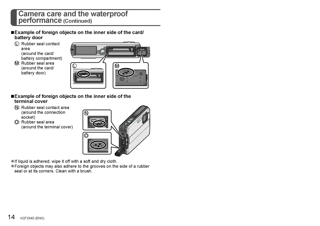 Panasonic DMCTS10K, M0710KZ0, DMC-TS10S operating instructions 14 VQT2X42 ENG 