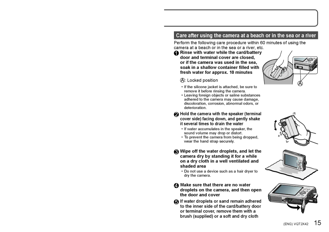 Panasonic DMCTS10K, M0710KZ0, VQT2X42, DMC-TS10S operating instructions Locked position 