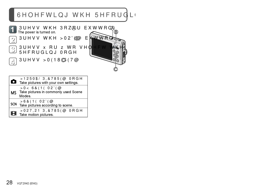 Panasonic DMC-TS10S, DMCTS10K, M0710KZ0, VQT2X42 Selecting the Recording Mode, Normal Picture Mode, Motion Picture Mode 