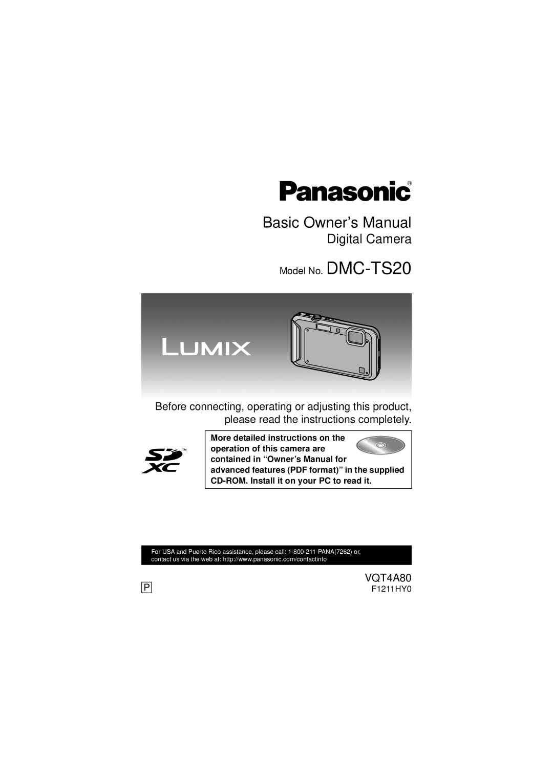 Panasonic DMCTS20D, DMCTS20K, DMCTS20R, DMCTS20A, DMC-TS20A owner manual Digital Camera 