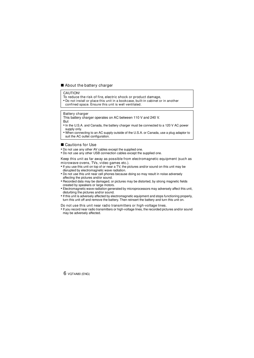 Panasonic DMCTS20K, DMCTS20D, DMCTS20R, DMCTS20A, DMC-TS20A owner manual About the battery charger 