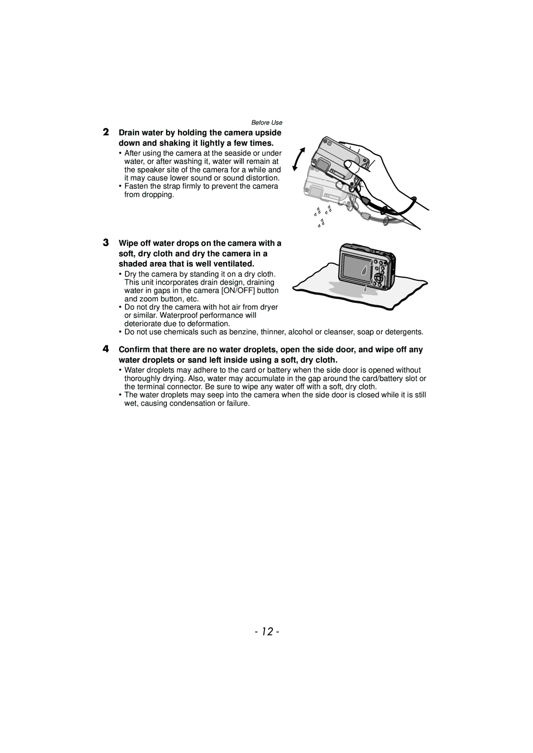 Panasonic DMCTS4A, DMCTS4K, DMCTS4D, DMC-TS4K owner manual Fasten the strap firmly to prevent the camera from dropping 