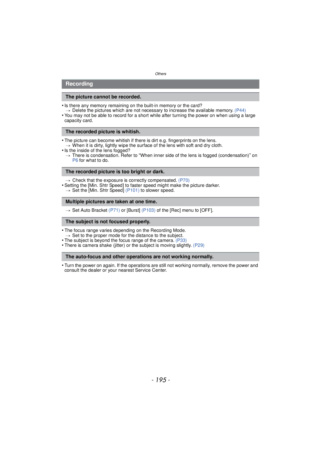 Panasonic DMCTS4K, DMCTS4D, DMCTS4A, DMC-TS4K owner manual 195, Recording 