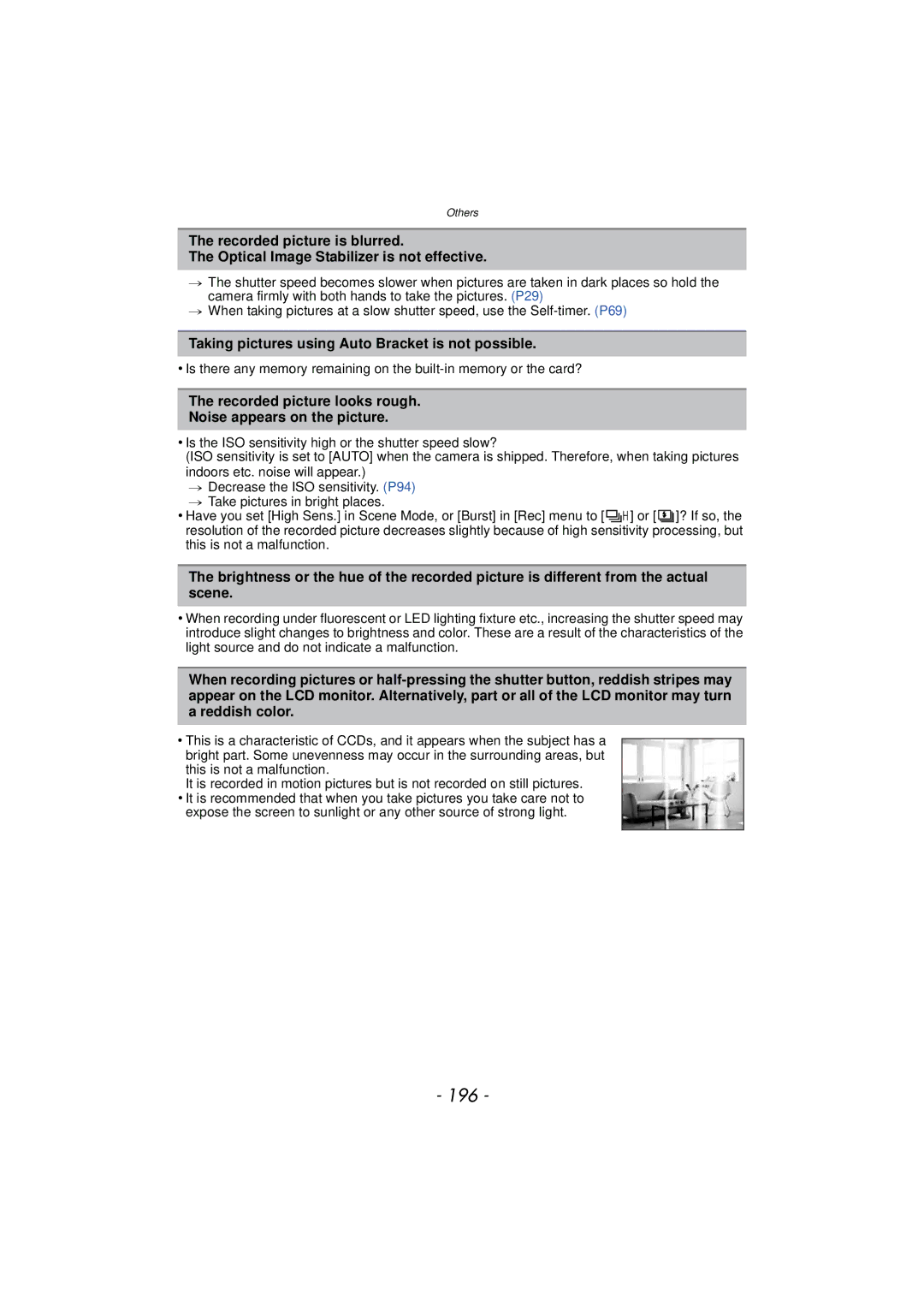 Panasonic DMCTS4D, DMCTS4K, DMCTS4A, DMC-TS4K owner manual 196, Taking pictures using Auto Bracket is not possible 