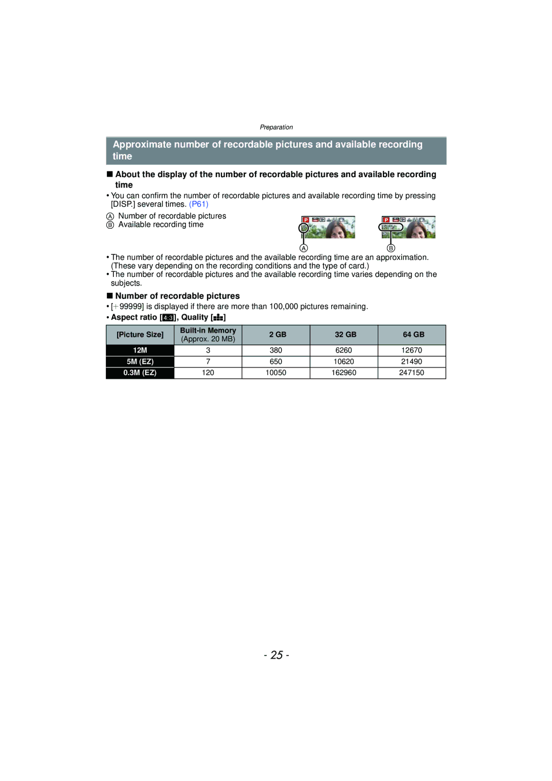 Panasonic DMCTS4K, DMCTS4D, DMCTS4A, DMC-TS4K owner manual Number of recordable pictures, Aspect ratio X, Quality a 