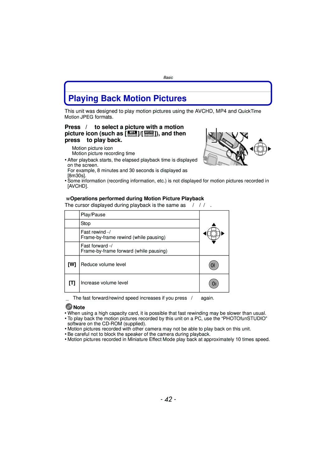 Panasonic DMCTS4A, DMCTS4K, DMCTS4D, DMC-TS4K owner manual Playing Back Motion Pictures 