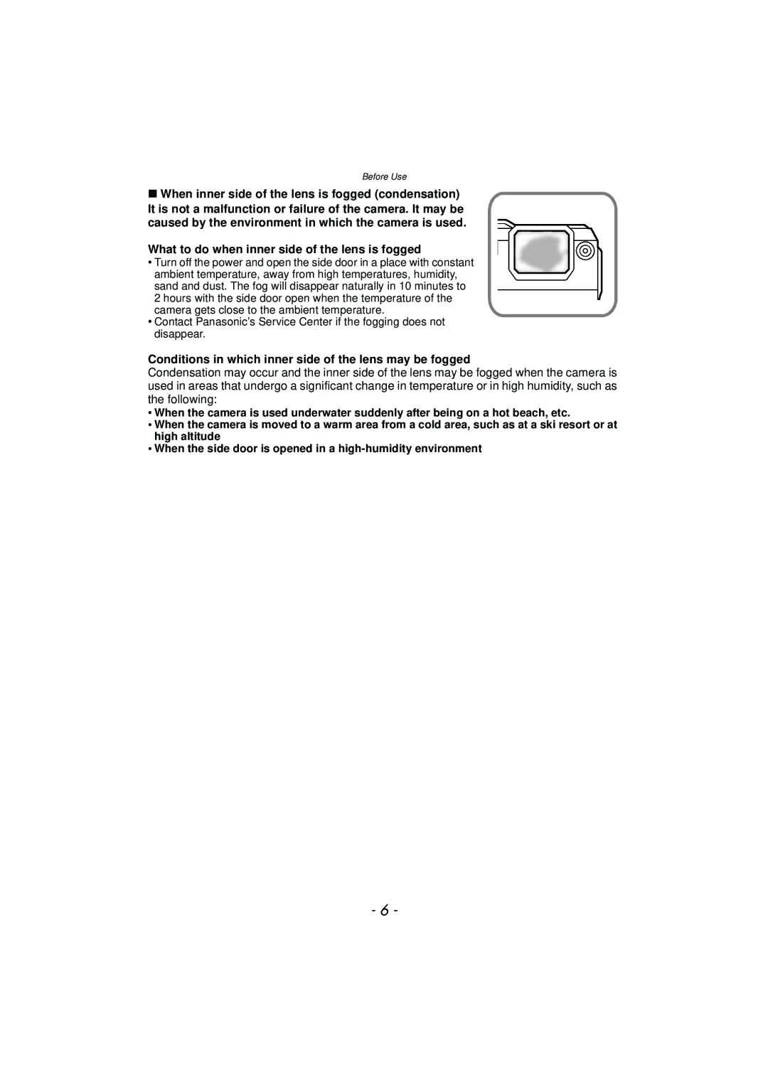 Panasonic DMCTS4D, DMCTS4K, DMCTS4A, DMC-TS4K owner manual Conditions in which inner side of the lens may be fogged 