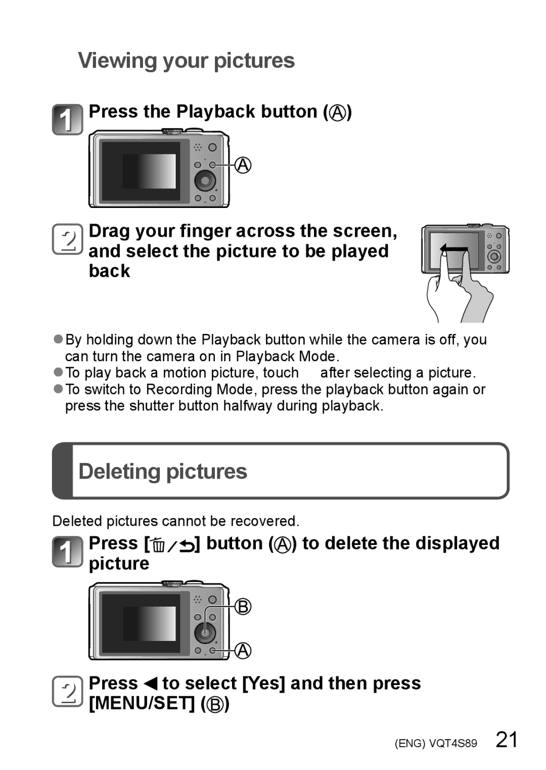 Panasonic DMCZS30K, DMC-ZS30, DMCZS30S owner manual Viewing your pictures, Deleting pictures 