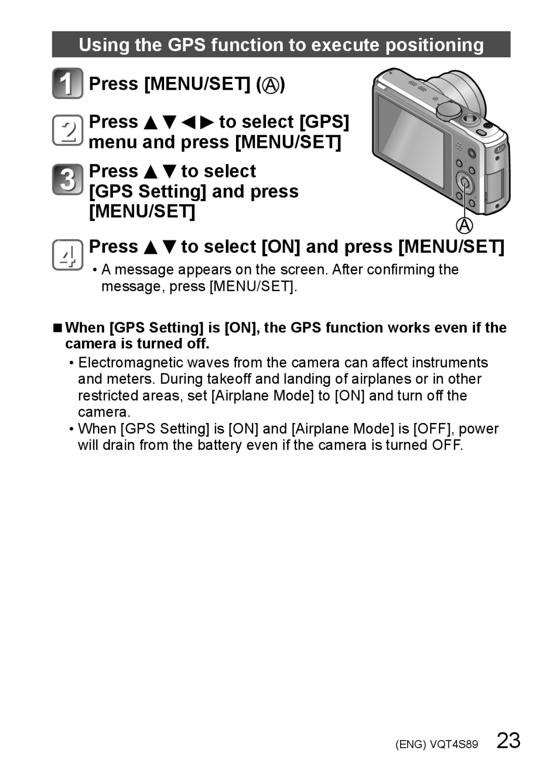 Panasonic DMCZS30S, DMCZS30K, DMC-ZS30 owner manual Using the GPS function to execute positioning 