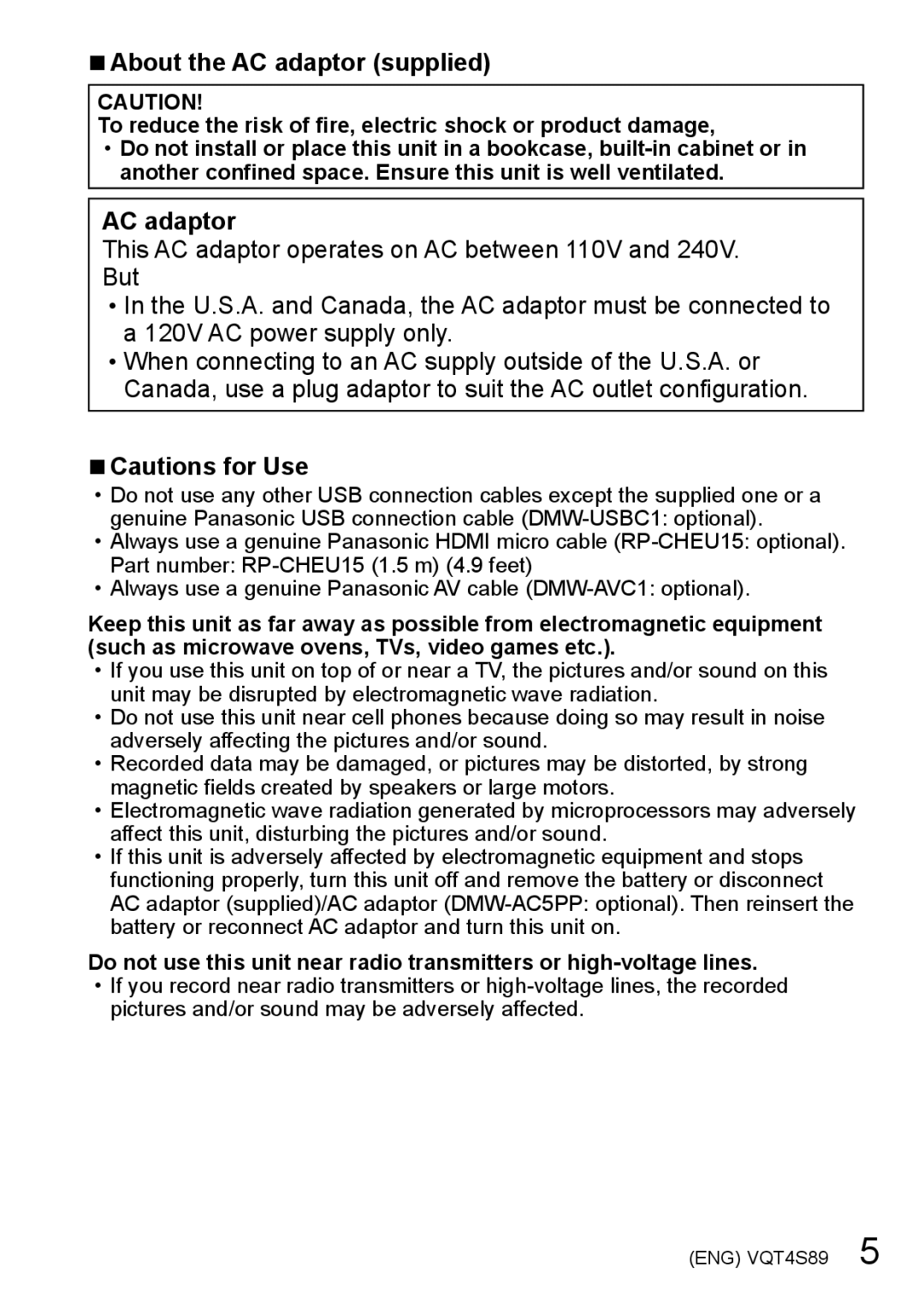 Panasonic DMCZS30S, DMCZS30K, DMC-ZS30 owner manual About the AC adaptor supplied 