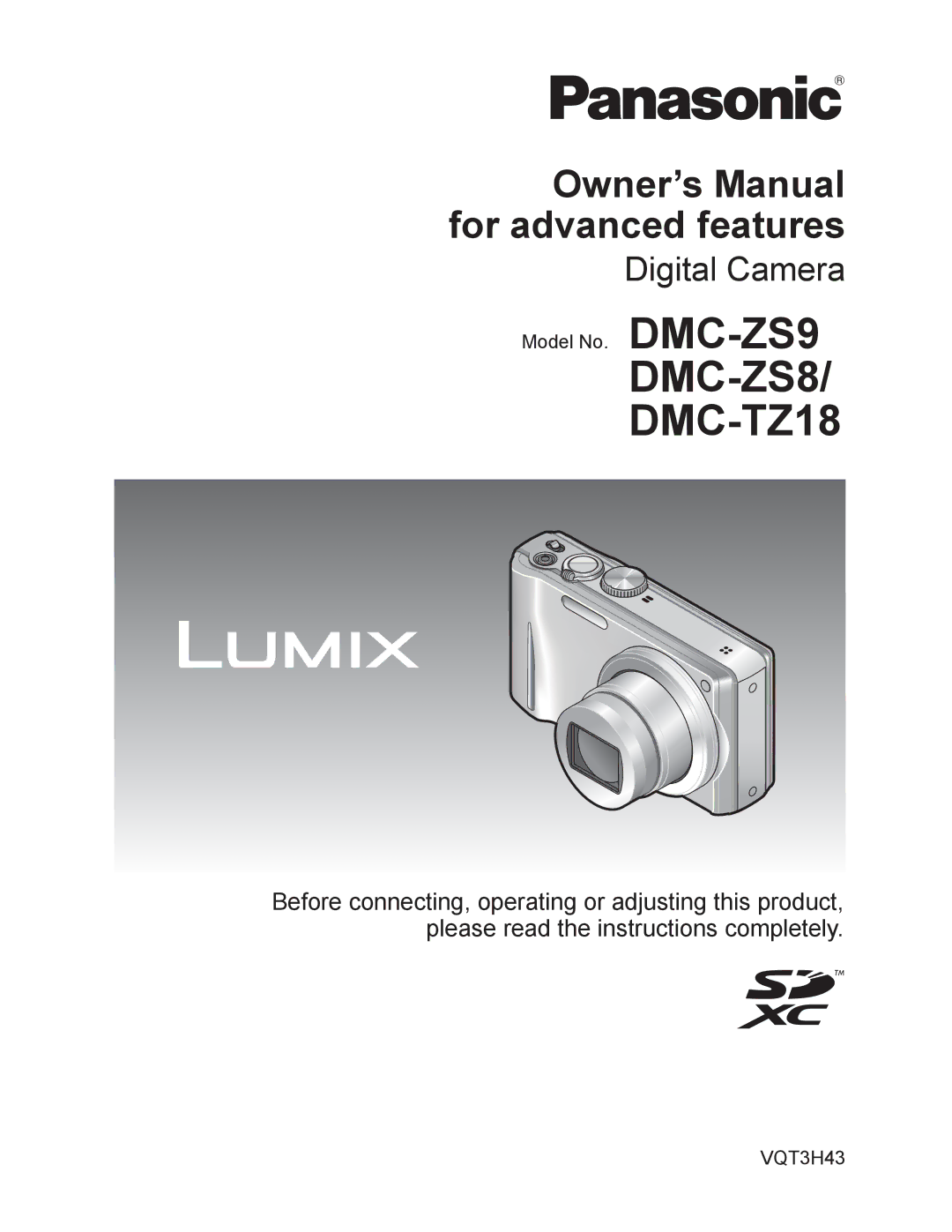 Panasonic DMCZS8K manual DMC-ZS8 DMC-TZ18 