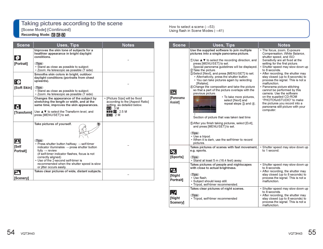 Panasonic DMCZS8K manual Scene Uses, Tips, Soft Skin Tips, How to select a scene Using flash in Scene Modes, Sports 