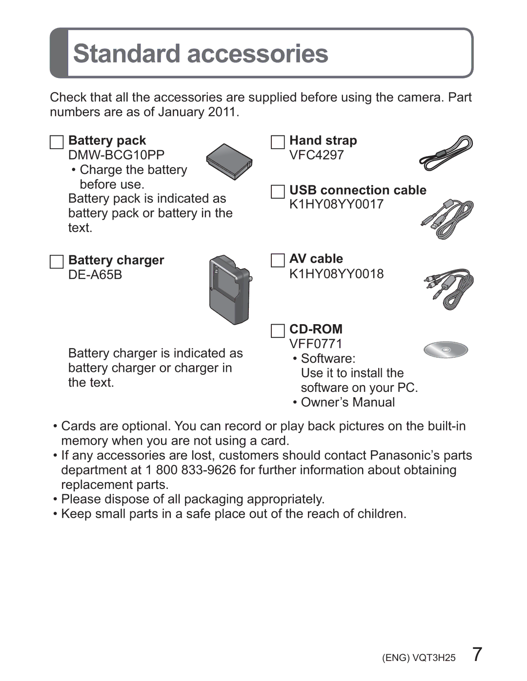 Panasonic DMCZS8K manual 86%FRQQHFWLRQFDEOH, DWWHU\FKDUJHU $9FDEOH 