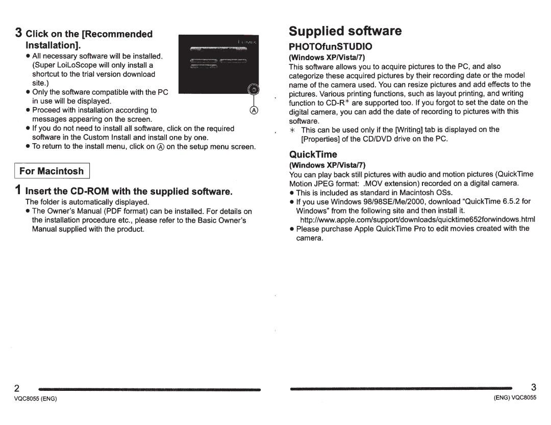 Panasonic DMCZS8K manual Supplied software 