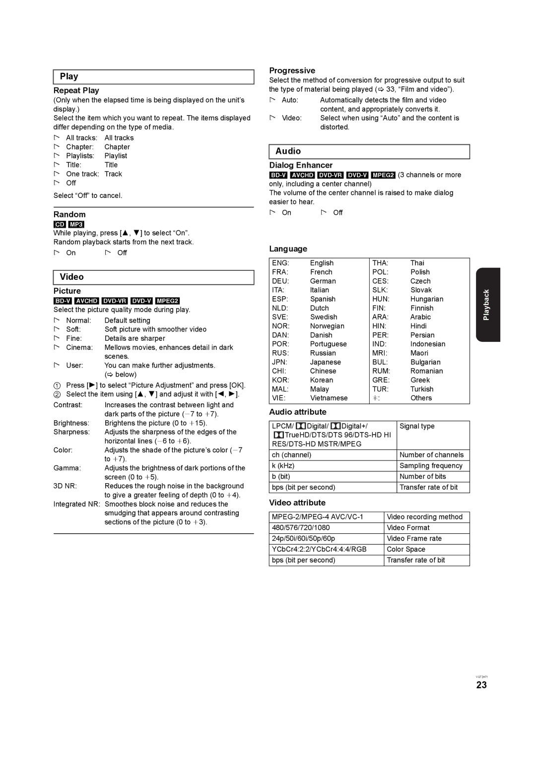 Panasonic DMP-B100 operating instructions Play, Audio, Video 