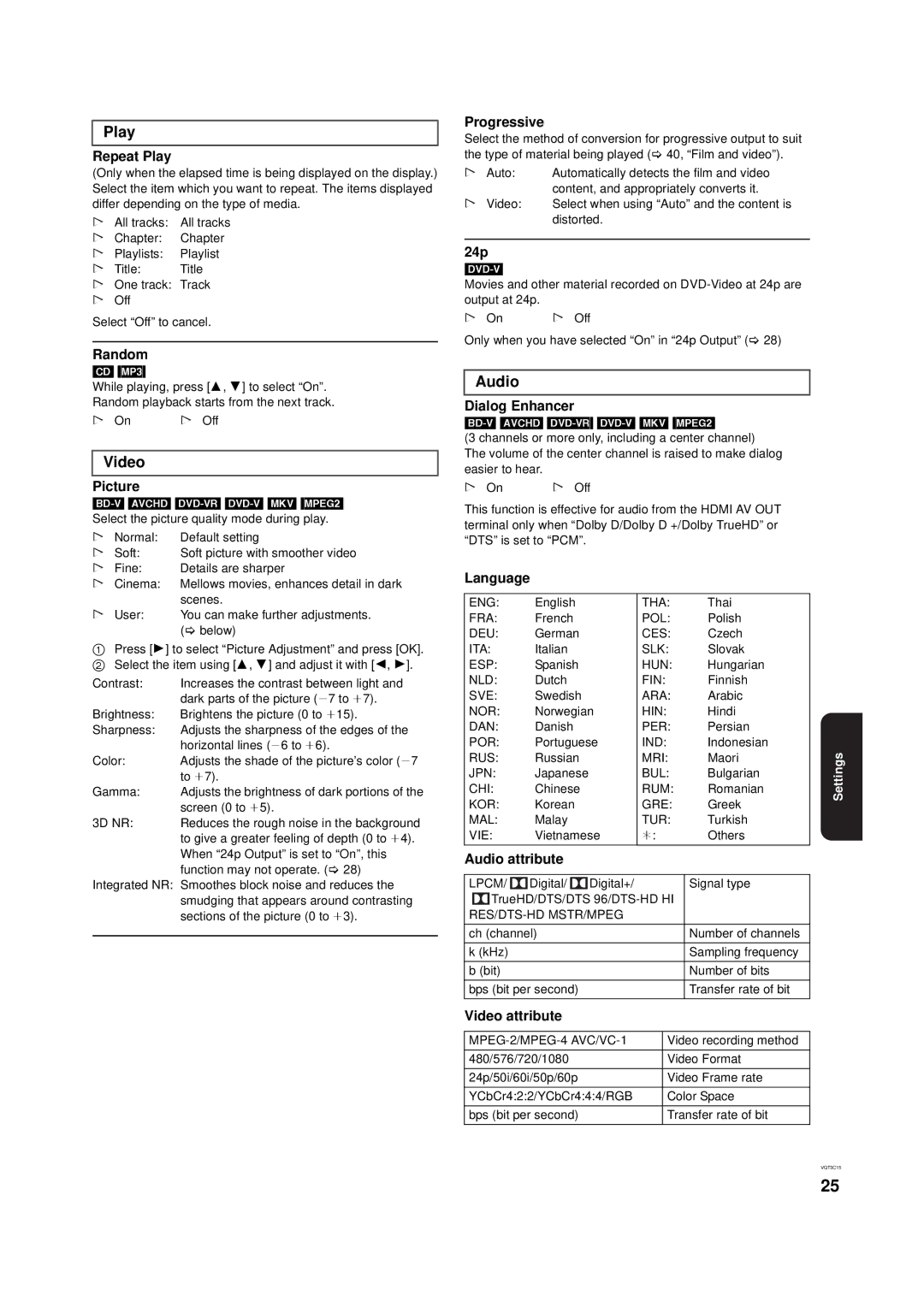 Panasonic DMP-B200 owner manual Play, Video, Audio 