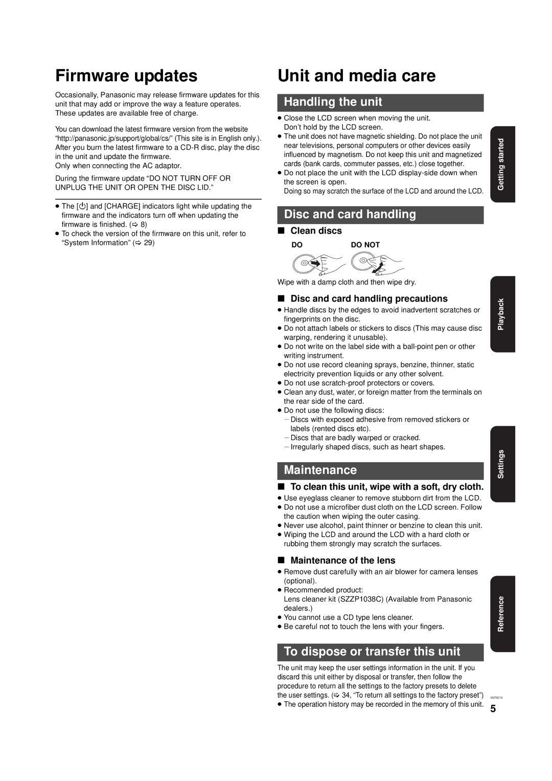 Panasonic DMP-B200 owner manual Firmware updates, Unit and media care 