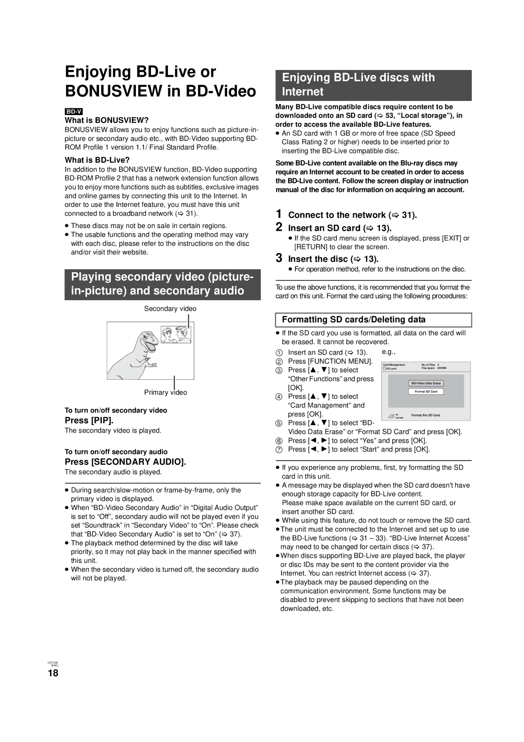 Panasonic DMP-B500 operating instructions Enjoying BD-Live or Bonusview in BD-Video, Enjoying BD-Live discs with Internet 