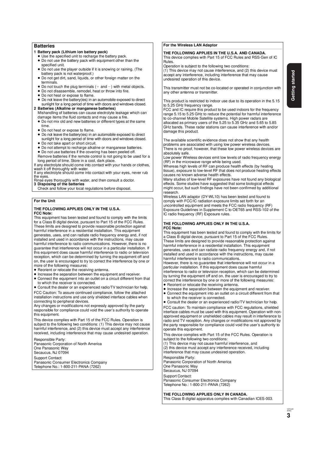 Panasonic DMP-B500 operating instructions Batteries, Battery pack Lithium ion battery pack 