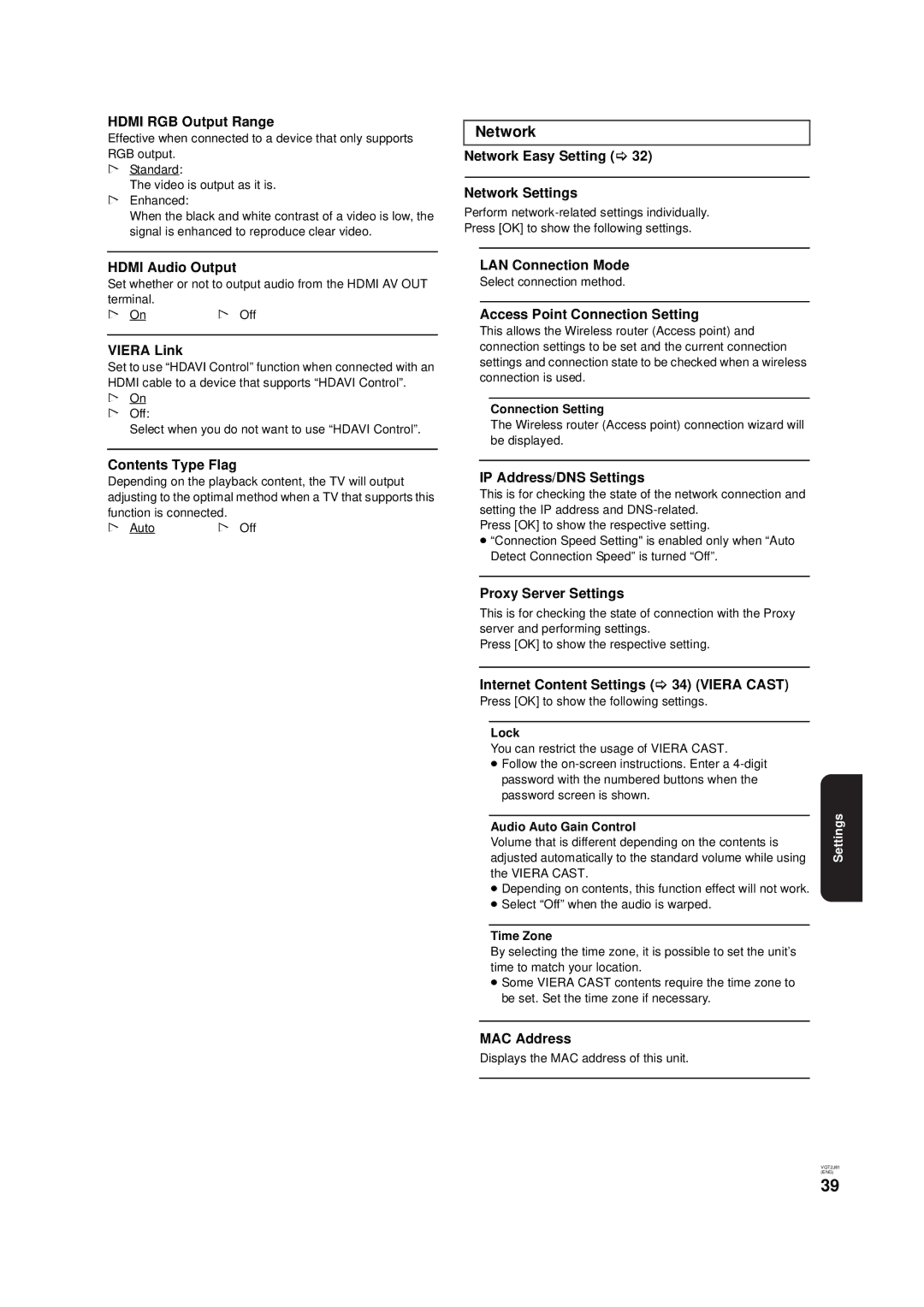 Panasonic DMP-B500 operating instructions Network 