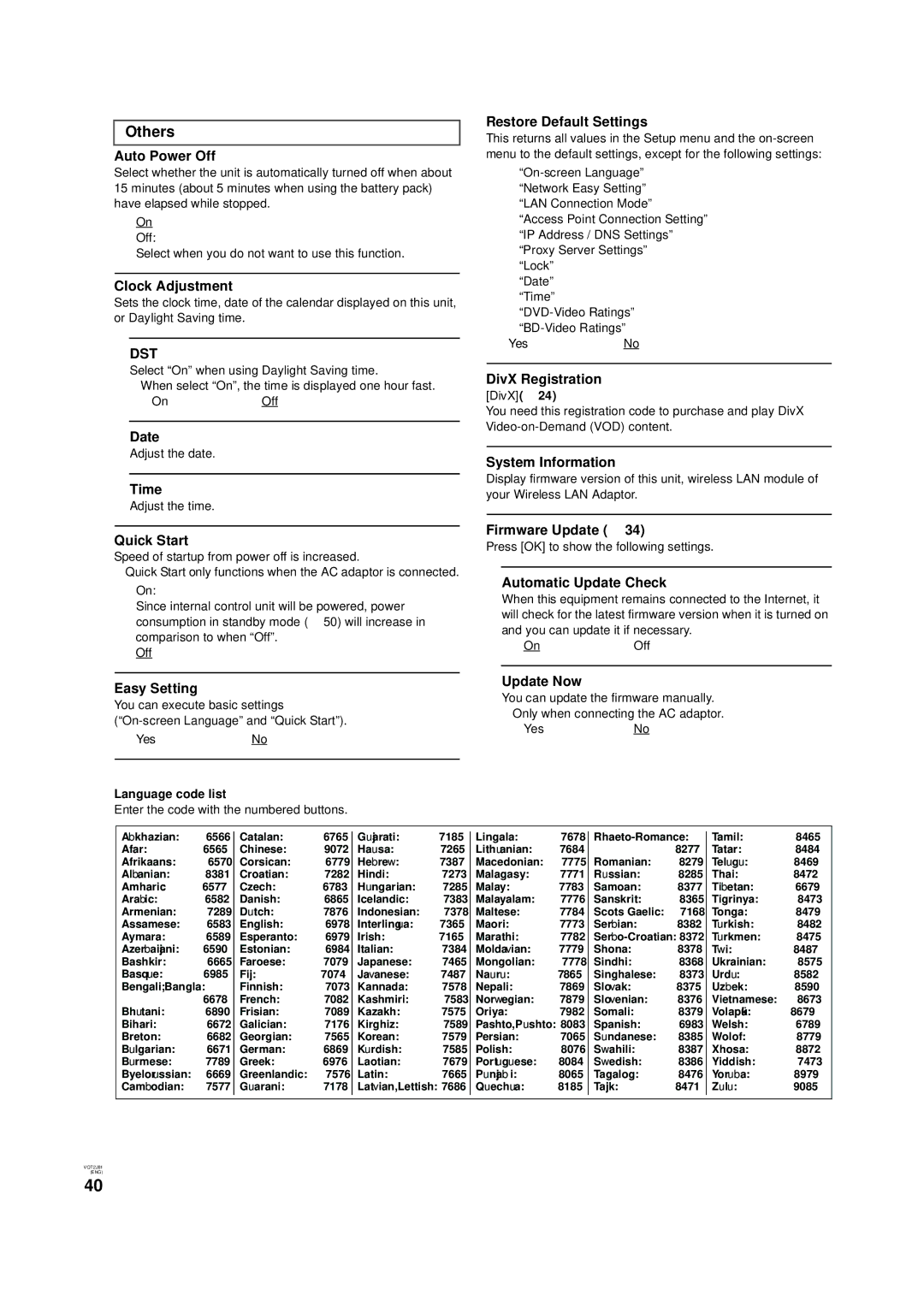 Panasonic DMP-B500 operating instructions Others 