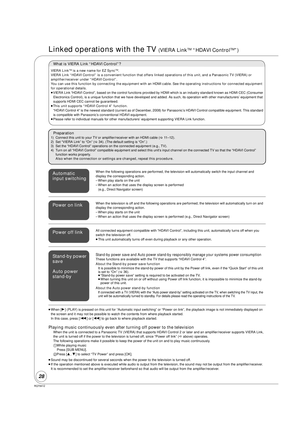 Panasonic DMP-BD70V Linked operations with the TV Viera LinkTM Hdavi ControlTM, What is Viera Link Hdavi Control? 