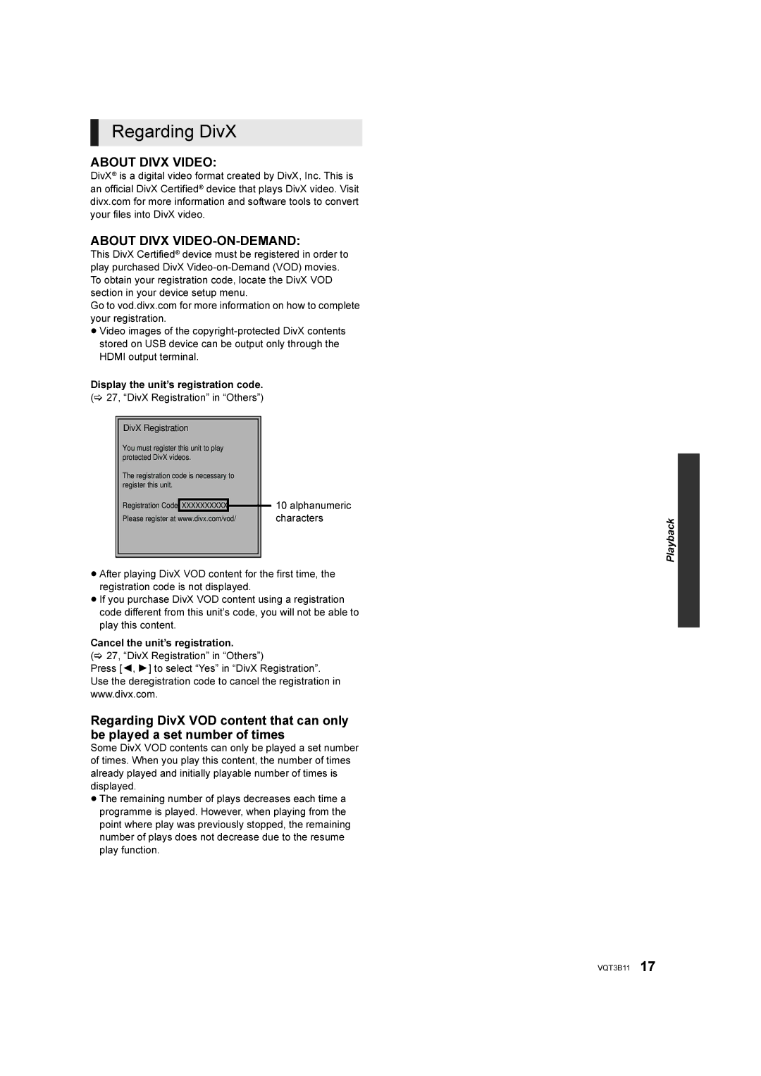 Panasonic DMP-BD75 manual Regarding DivX, Alphanumeric, Characters 