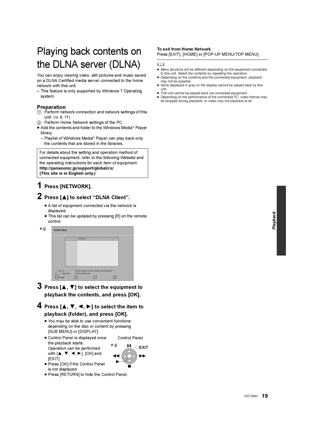 Panasonic DMP-BD755 owner manual Playing back contents on the Dlna server Dlna 