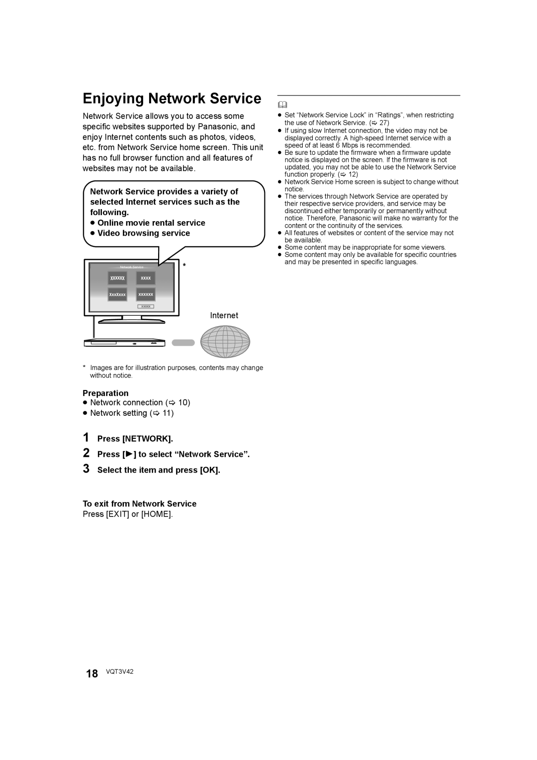 Panasonic DMP-BD77 operating instructions Enjoying Network Service, Preparation 