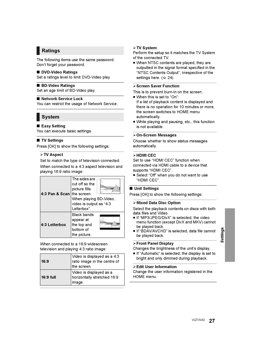 Panasonic DMP-BD77 operating instructions Ratings, System 