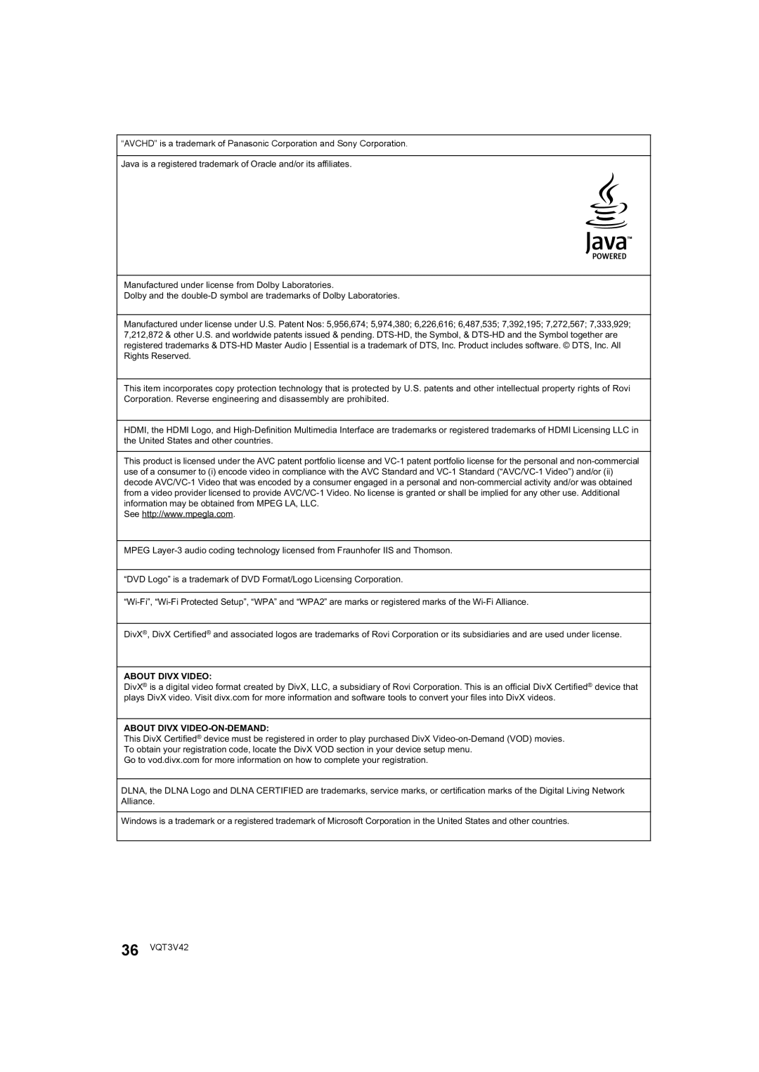 Panasonic DMP-BD77 operating instructions About Divx Video About Divx VIDEO-ON-DEMAND 