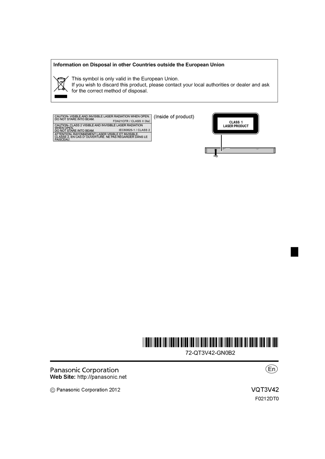 Panasonic DMP-BD77 operating instructions Panasonic Corporation 