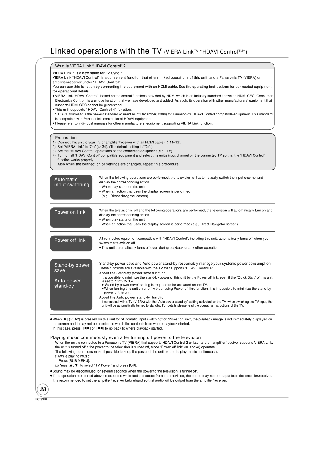 Panasonic DMP-BD60, DMP-BD80 Linked operations with the TV Viera LinkTM Hdavi ControlTM, What is Viera Link Hdavi Control? 