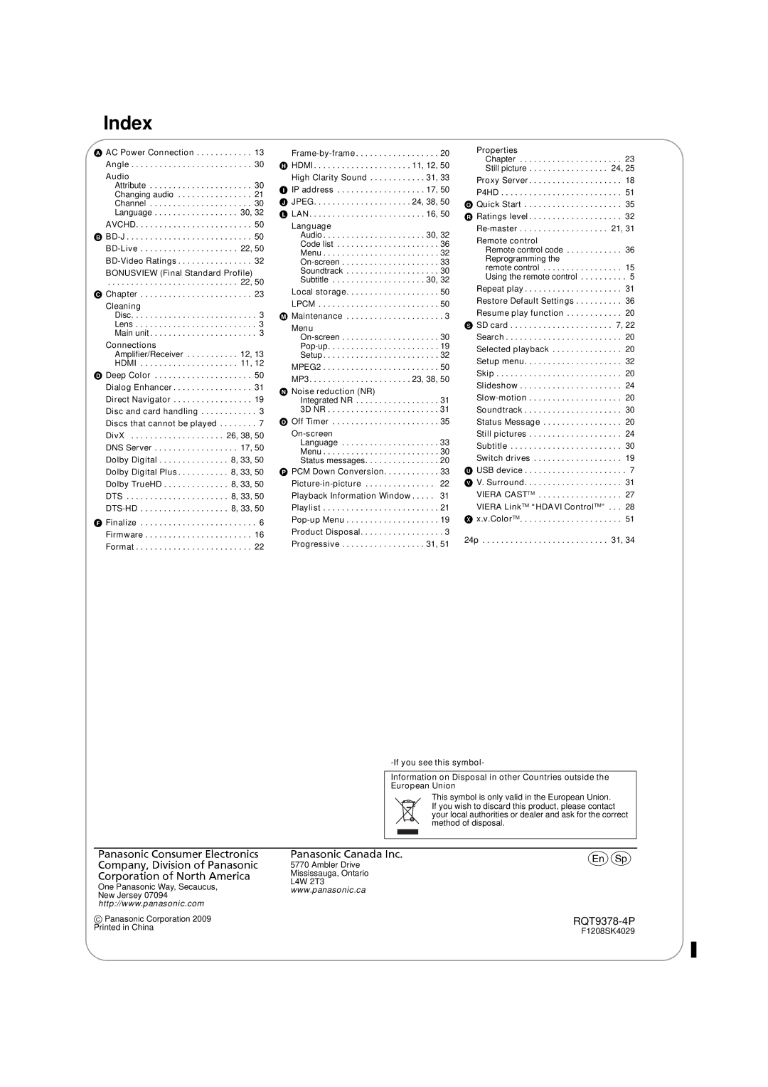 Panasonic DMP-BD60, DMP-BD80 AC Power Connection Angle Audio, Connections, Menu, Noise reduction NR, Off Timer On-screen 