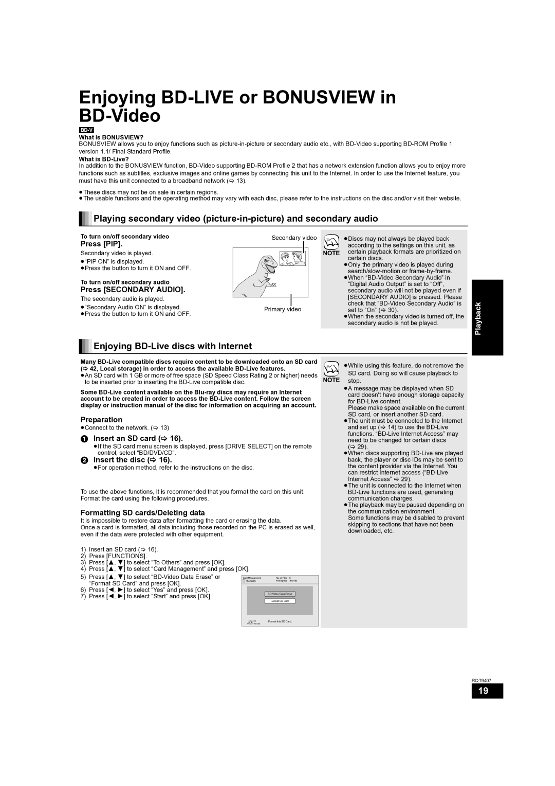 Panasonic DMP-BD60GN, DMP-BD80GN Enjoying BD-LIVE or Bonusview in BD-Video, Enjoying BD-Live discs with Internet 