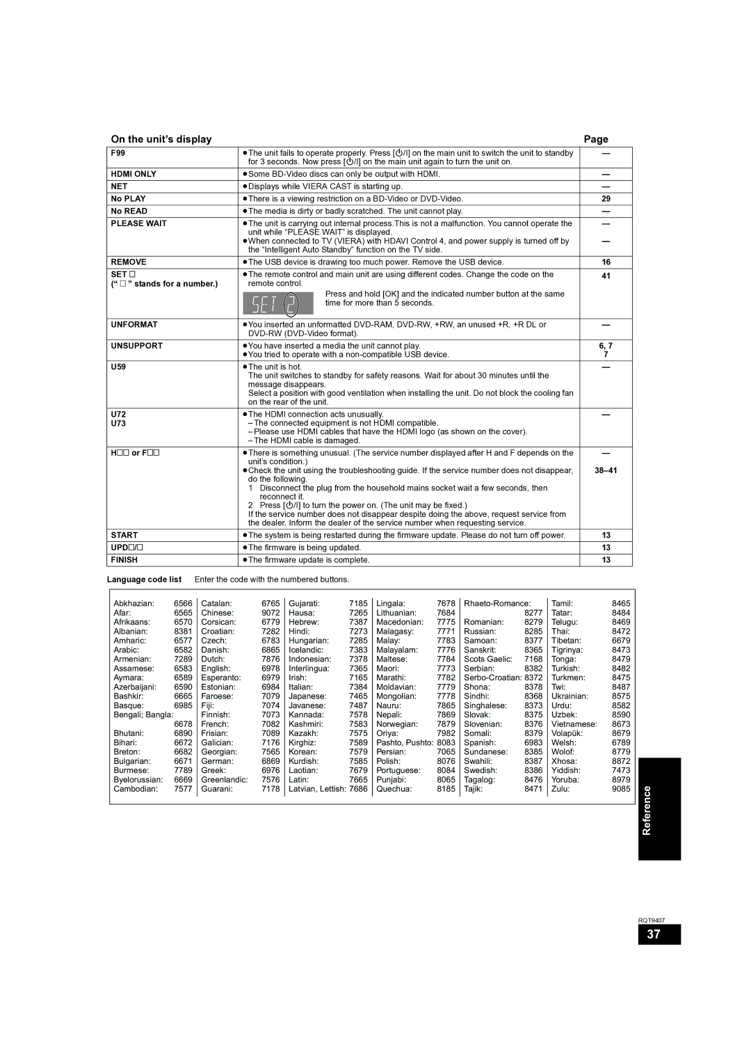 Panasonic DMP-BD60GN, DMP-BD80GN, DMP-BD60GZ operating instructions On the unit’s display 