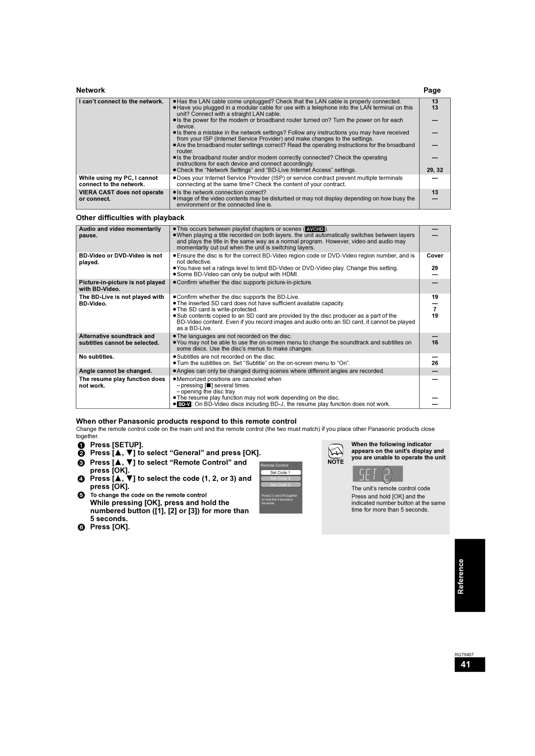 Panasonic DMP-BD60GZ, DMP-BD80GN, DMP-BD60GN operating instructions Network, Other difficulties with playback 