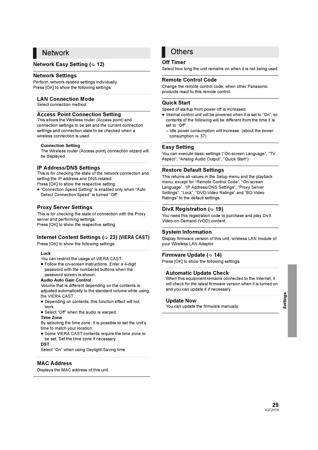 Panasonic DMP-BD85EGK operating instructions Network, Others 