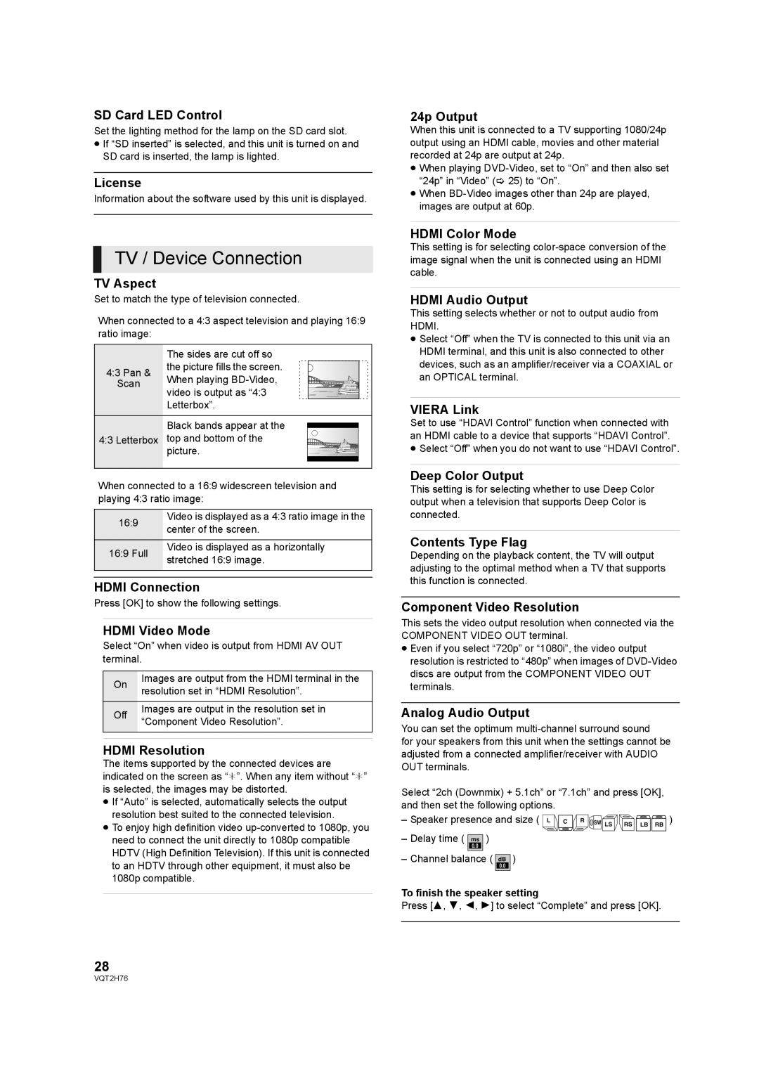 Panasonic DMP-BD85EGK operating instructions TV / Device Connection 