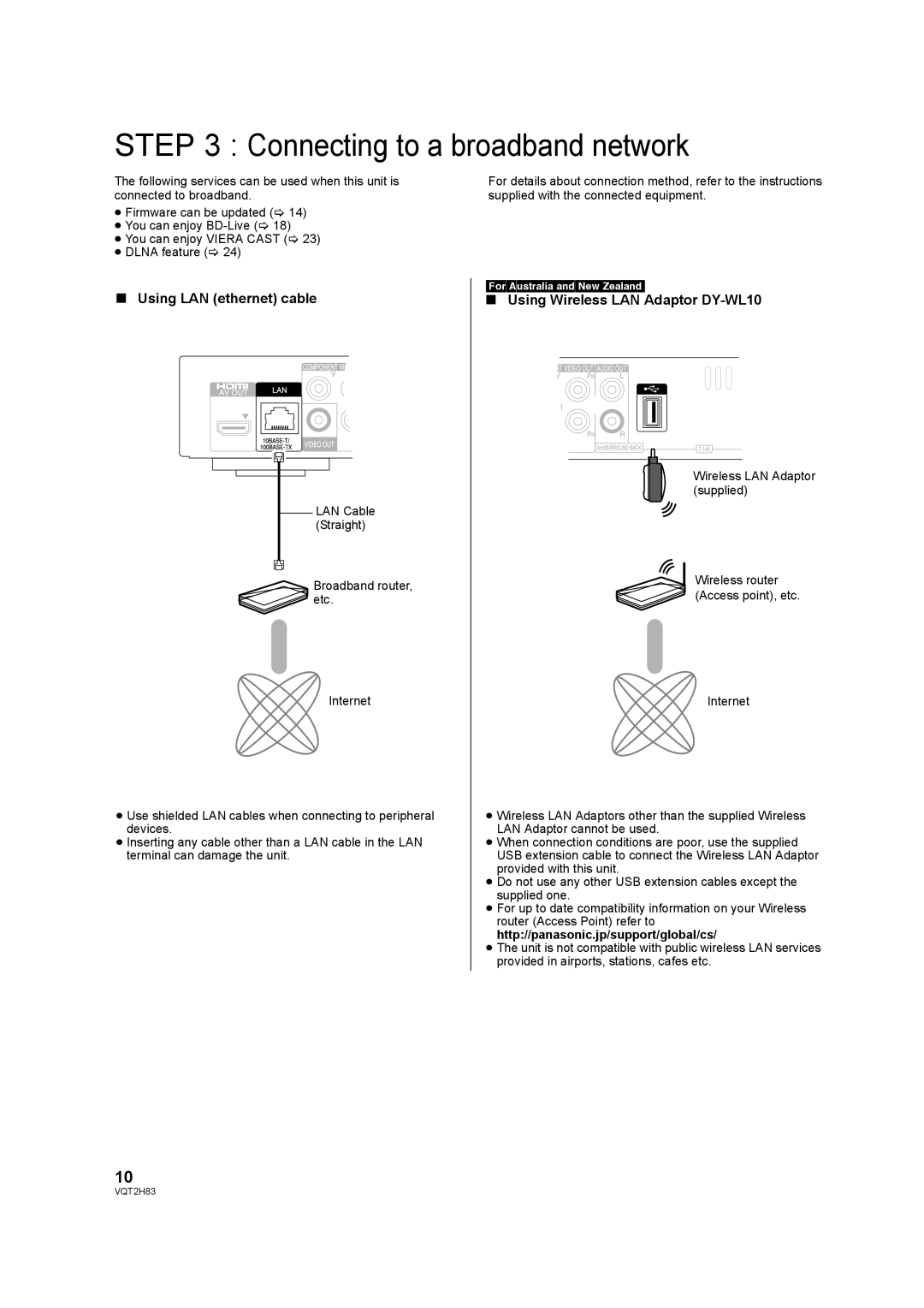 Panasonic DMP-BD85 Connecting to a broadband network, Following services can be used when this unit is 