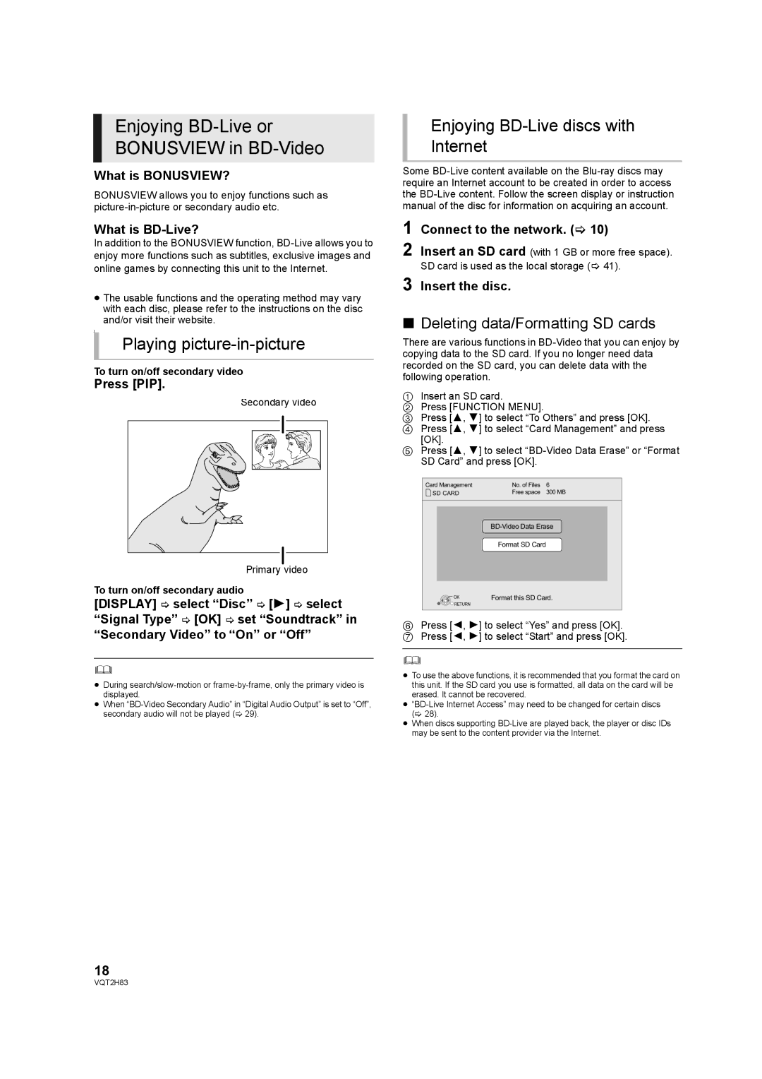 Panasonic DMP-BD85 operating instructions What is BONUSVIEW?, What is BD-Live?, Press PIP, To turn on/off secondary video 