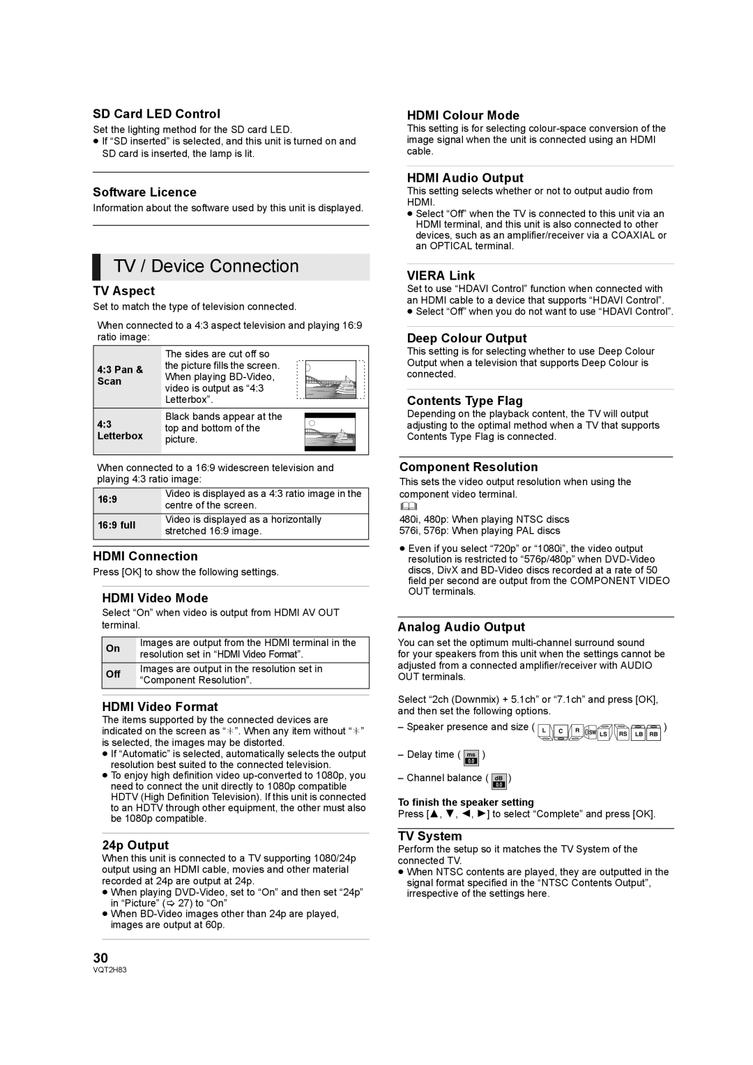 Panasonic DMP-BD85 operating instructions TV / Device Connection 