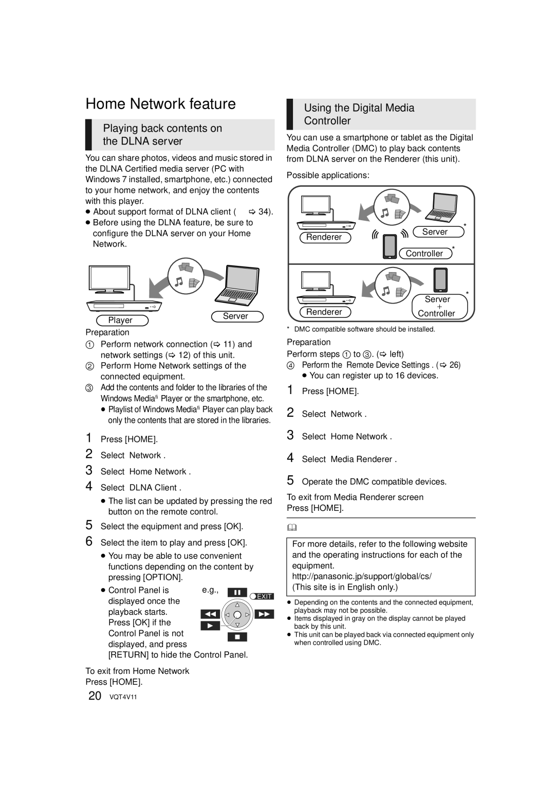 Panasonic DMP-BD89 Home Network feature, Playing back contents on the Dlna server, Using the Digital Media Controller 