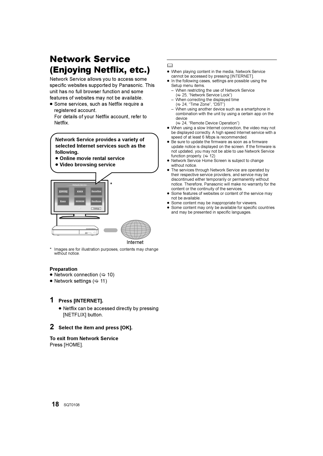 Panasonic DMP-BD91, DMP-BD901, DMP-BD81 owner manual ≥ Network connection ≥ Network settings, Press Internet 