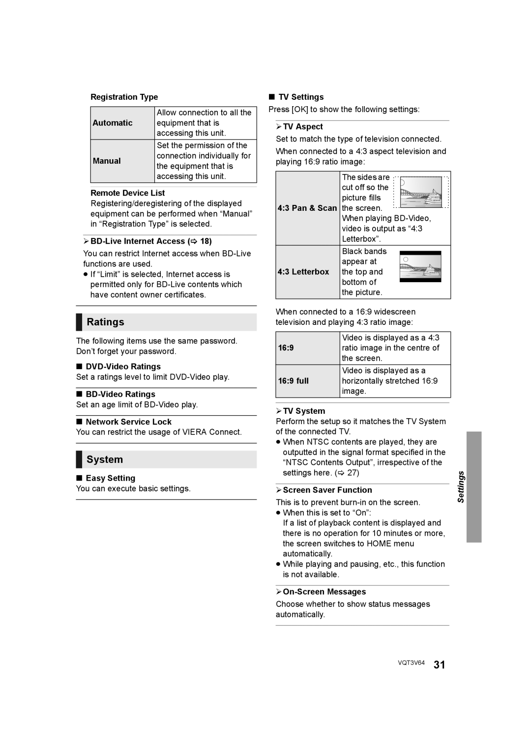 Panasonic DMP-BDT220 operating instructions Ratings, System 